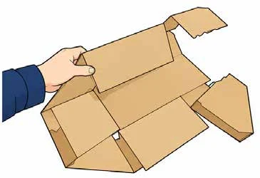 Illustration of flat-pack cardboard assembly